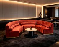 Canapé modulaire en velours incurvé semi-circulaire sur mesure, structure en bois massif, luxe moderne, forme spéciale, salon de beauté, hôtel, restaurant
