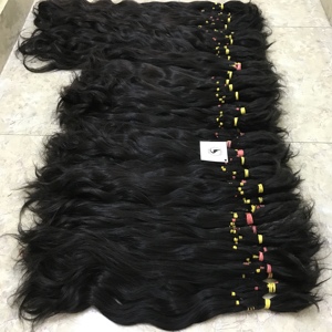 Cuticule crue non traitée chimiquement cuticule vierge intacte alignée cheveux Remy machine à vague droite soyeuse en vrac à double trame - Product Image 3