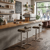 Tabourets de bar modernes à base de traîneau en cuir taupe, chaises hautes pour comptoir de café et cuisine