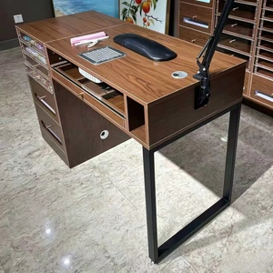 Nail Salon <b>Desk</b> with Vacuum Cleaner Ancient Style Single or Double Person Nail Salon <b>Workstation</b> Table and Chair Set - Product Image 3