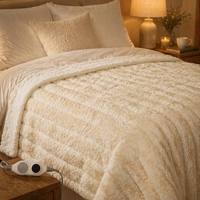 Plaid chauffant électrique 50*60 pouces en fausse fourrure Sherpa, contrôle de la température, 6 niveaux de chauffage, arrêt automatique, lavable en machine, OEM/ODM