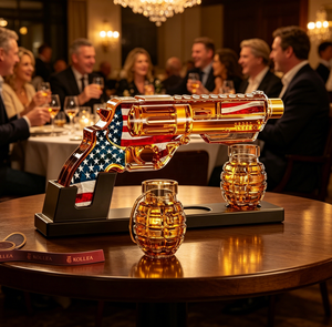 Juego de Decantador de Licor en Forma de Pistola al por Mayor, Dispensador de Vidrio de 380 ml con 2 Vasos de Chupito para Regalos Promocionales - Product Image 1