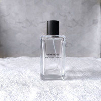 OEM Flacon de parfum personnalisé de 30ml 50ml 100ml rectangulaire vintage portable vaporisateur vide de 50ml en verre avec couvercle en plastique