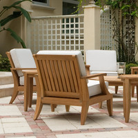 Villa véranda faite à la main conversation chaise en bois jardin extérieur ensemble de meubles extérieurs en teck canapés en bois