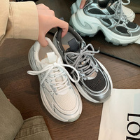 Baskets compensées superposées pour femmes, respirantes en maille, à semelle épaisse et robuste, chaussures de mode quotidiennes ODM
