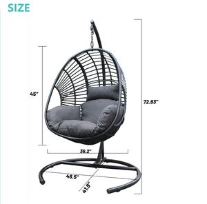 Fauteuil suspendu en forme d'œuf avec support, <span class=keywords><strong>chaise</strong></span> balançoire de patio avec support et coussin, hamac en rotin tressé <span class=keywords><strong>pour</strong></span> l'intérieur, l'extérieur et le jardin - Product Image 5