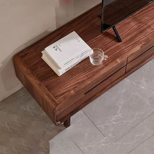 Meuble TV moderne luxueux en bois massif, en noyer noir, avec rangement pour salon, compatible avec les téléviseurs de 65 pouces et plus - Product Image 3