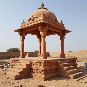 Pavillon Chatri en grès rouge de qualité supérieure, dôme artisanal, gazebo, structure architecturale indienne pour projets hôteliers - Product Image 1