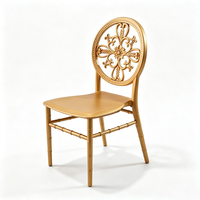Chaise Chiavari ronde dorée sculptée à motifs floraux, empilable, pour événements, mariages, banquets, utilisation intérieure et extérieure, vente en gros usine
