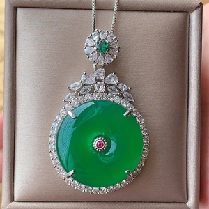 High Quality Jewelry Eco-friendly <b>Copper</b> Heart Shape Jadeite Lucky Pendant Necklace for Women Birthday Gift & Daily Wear - Product Image 4