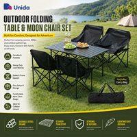 Ensemble table et chaises pliantes d'extérieur portables avec 4 chaises de camping et sac de transport pour pique-nique et voyage