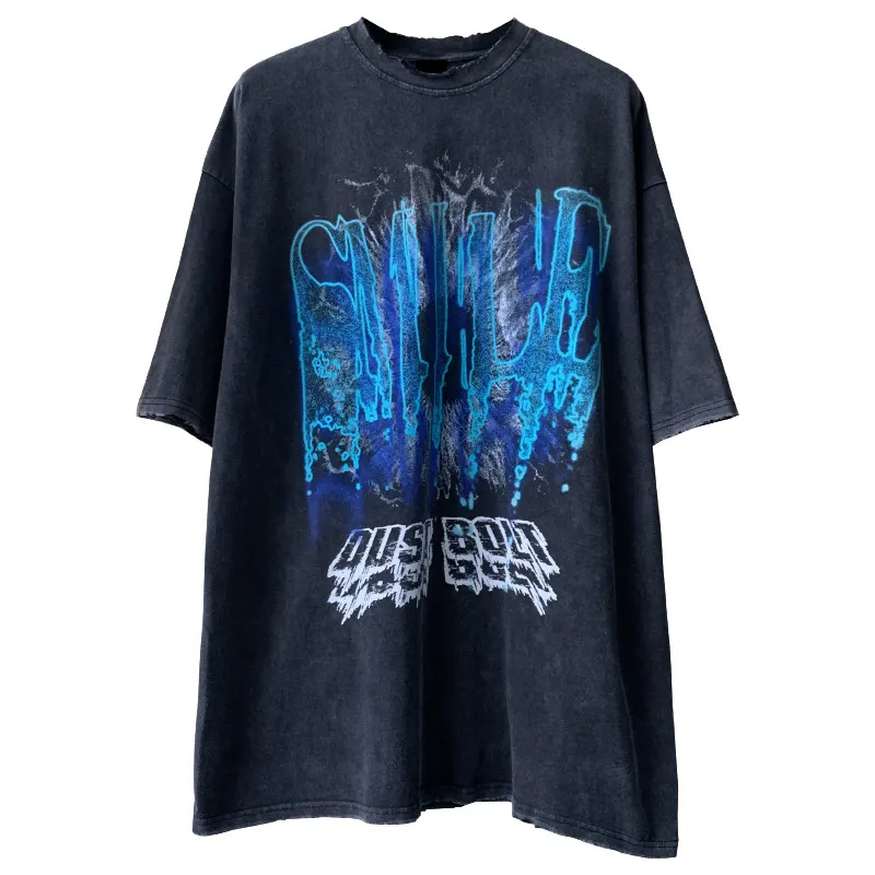 Hip Hop Oversize Cotton T-shirt Vintage T Shirt Men Street Wear Casual Plus Size Round Neck Tee Shirt With Print Graphic
