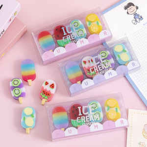 Yeni gelenler kawaii silgi dondurma renkli silgi seti hediye sevimli kırtasiye seti sabit ve okul malzemeleri - Product Image 4