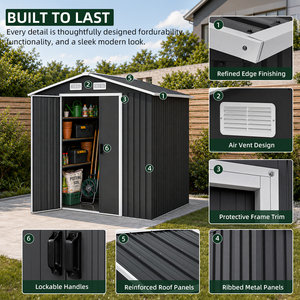 Economical Compact Galvanized Steel Garden <b>Storage</b> Shed 1.1sqm Metal Tool Sheds Outdoor OEM Factory Supply - Product Image 4