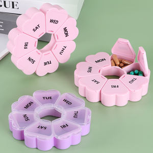 Portapillole giornaliero portatile WEISHENG con logo stampato, senza BPA, organizer per medicinali, portapillole rotondo a 7 giorni con motivo floreale per <span class=keywords><strong>farmacia</strong></span> domestica - Product Image 4