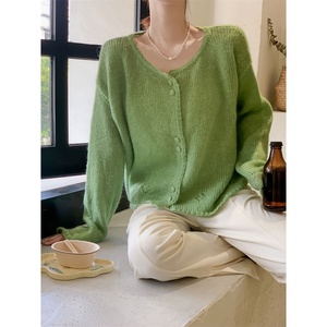 Đa Năng Dài Tay Hàn Quốc Dệt Kim Ngắn Áo Khoác Chất Liệu Mới Len Mohair Cardigan Cho Mùa Xuân Và Mùa Thu Mỏng Mùa Đông Nhảy - Product Image 1