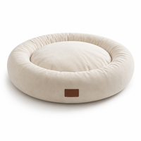 Cama Redonda de Lujo para Perros y Gatos, de Felpa de Piel de Conejo y Corduroy, con Espuma Viscoelástica, Almohada Calmante, Lavable, OEM, Marca Privada, Venta al Por Mayor