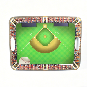 Plateau <span class=keywords><strong>de</strong></span> service en mélamine grand format 45x34cm sur le thème du baseball avec poignées, plateau à vin et à snacks pour fêtes et bars - Product Image 1