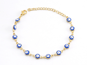 أساور مخصصة من الفولاذ المقاوم للصدأ قابلة للضبط أساور عين الشرير قطرات الزيت مطلية بالمينا التركي من مادة الإيبوكسي عيار 18 من الذهب الأنيق أساور للأطفال أفضل الأصدقاء - Product Image 5