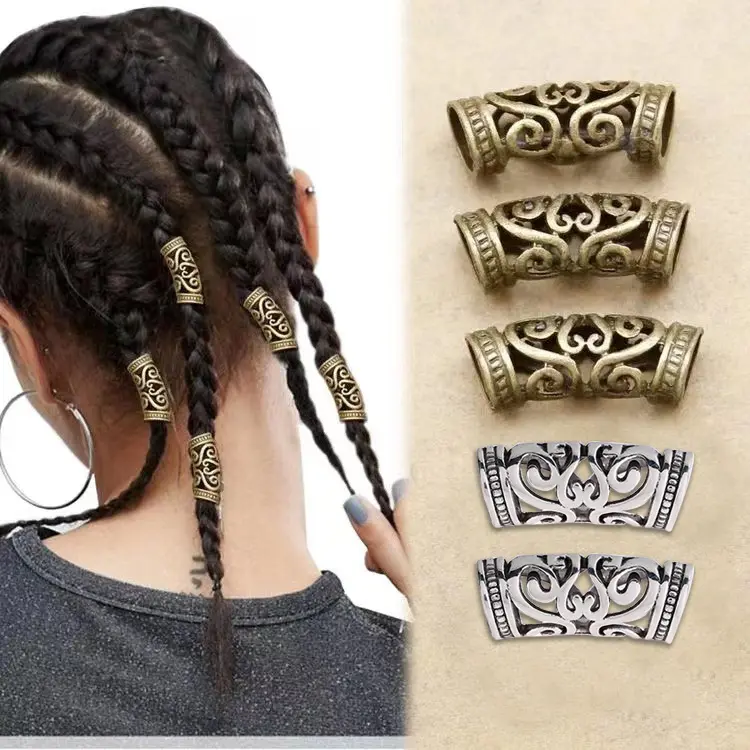 50pcs Dreadlocks Perlen Metall Dread Silber Haar ringe Schlösser Metall Manschetten Haar Dekoration Flechten Indische Kinder Haar Perlen