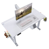 Nouvelle Table de Gaming Ergonomique Pliable 2026 avec Éclairage LED RGB, Surface en Fibre de Carbone, Hauteur Réglable, Moteur Unique 2 Étages, Blanche