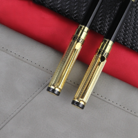 Nouveau stylo à bille à motif grec, stylo professionnel haut de gamme en métal noir et or avec texture raffinée et écriture fluide