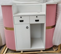 Meilleure Vente - Comptoir de Réception de Salon de Haute Qualité Or Blanc Rose - Mobilier de Luxe Léger pour Onglerie et Salon de Beauté