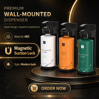AOLQ Nouveau Distributeur de Shampooing et Après-Shampooing Magnétique Rechargeable en ABS 300ml avec Support pour Gel Douche, Idéal pour Salle de Bain et Salle de Sport