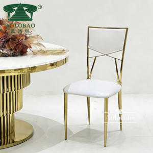 Chaises événementielles de luxe en acier inoxydable coussin en cuir design rococo mariage - Product Image 1