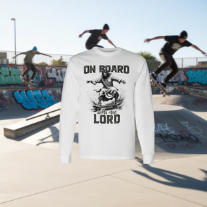 T-shirt à manches longues On Board With The Lord Jesus Skateboarding - Product Image 3