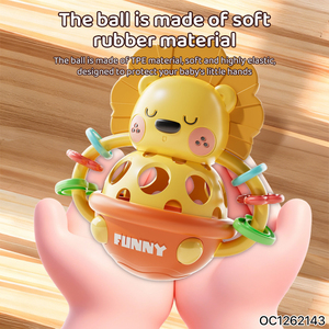 Adorable jouet <span class=keywords><strong>à</strong></span> <span class=keywords><strong>bascule</strong></span> en forme de <span class=keywords><strong>lion</strong></span> de dessin animé, hochet en caoutchouc souple <span class=keywords><strong>à</strong></span> main, boule <span class=keywords><strong>à</strong></span> agiter en plastique pour nouveau-né - Product Image 4