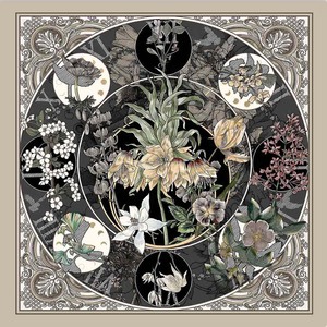 Vintage Botanical Medallion <b>Scarf</b> 70*70cm Polyester Satin <b>Square</b> Neck <b>Scarves</b> for Women Formal & Casual Styling - Product Image 1