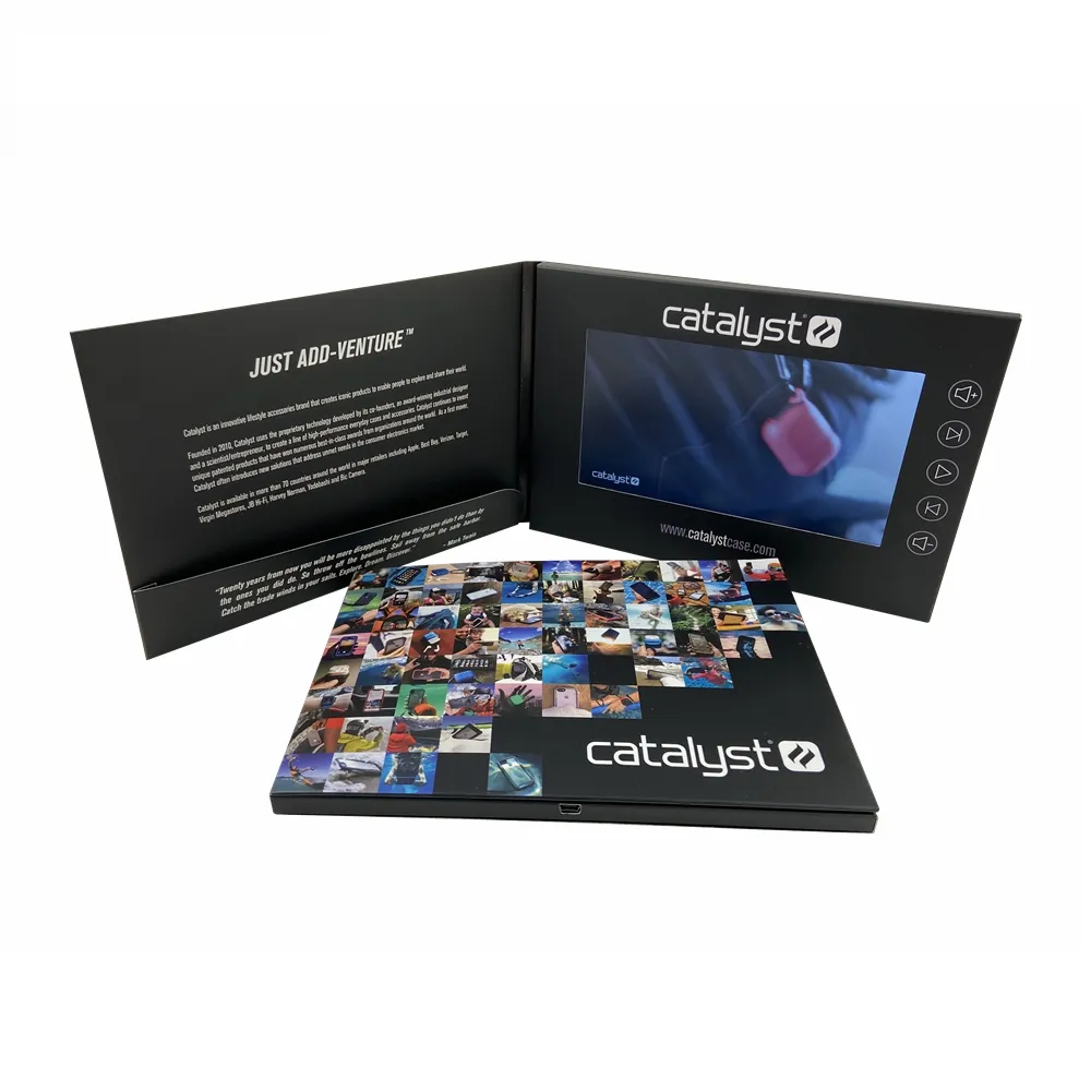Custom Print Paper Usb Video Player 7 Inch Lcd Screen Video Invitation Card Marketing Gift Digital Brochure