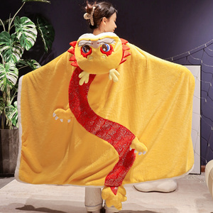 Cape à <span class=keywords><strong>Capuche</strong></span> Rouge pour <span class=keywords><strong>Femme</strong></span> et Fille, Costume de Cosplay de Fête, Accessoire de Cosplay Portable Type Couverture, Thème Dragon du Zodiaque - Product Image 3
