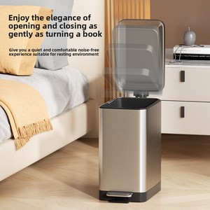 Thùng rác có bàn đạp bằng thép không gỉ có nắp đóng êm Thân thiện với môi trường và yên tĩnh khi sử dụng trong phòng ngủ và gia đình - Product Image 4