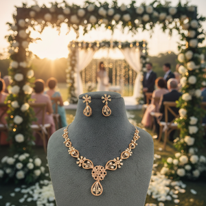 Elegante conjunto de collar de montaje de diamantes para mujeres para bodas y compromisos con deslumbrante Ghat - Product Image 3
