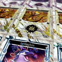Impression complète de cartes TCG holographiques avec pack booster et boîte, cartes à collectionner personnalisées à âme noire 350 g/m², production en série