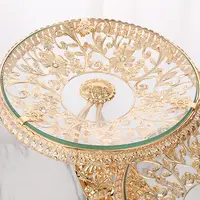 QIAN HU moda avrupa masa dekorasyon 3 katmanlı Metal cam tatlı meyve tepsisi plaka servis lüks