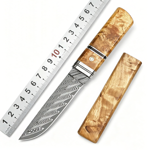 Cuchillo Damasco VG10 Personalizado con Mango de Madera White Shadow, Cuchillo de Caza Profesional de Hoja Fija con Funda - Product Image 1