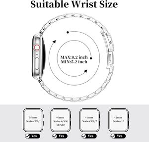 Enjoypretty nueva correa de reloj 2025 38/40/41/42mm moda para correa de acero de tres cuentas falsas en forma de manzana Serie 9 8 7 10t correa de reloj - Product Image 3