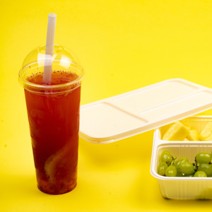 compostable biodegradable PLA clear disposable cups beverage drinking coffee milk tea cup with flat or dome lid