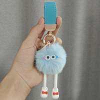 Porte-clés en peluche en cuir de boule de charbon elfe moche drôle dessin animé écologique couleur personnalisée pendentif décor de voiture