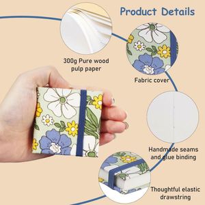 Mini Size Watercolor Sketchbook 2.4x2.4 Inch Portable Square Leather Cover Gift <b>Thick</b> <b>Paper</b> Spiral Bound 40 Sheets for Kids - Product Image 4