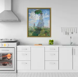 Custom Made Handmade High Quality Famous Monet Impressionist The Walk Woman with A Parasol Oil Painting Replica for Home Wall