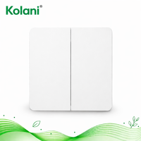 Interruptor de Pared Kolani Estándar Británico 2G2W 90x86mm Blanco Mate, Interruptor de 2 Vías y 2 Botones, 10AX 250V, Panel de PC