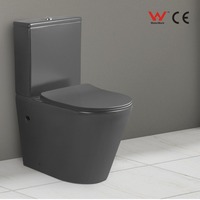 Articles sanitaires modernes à bas prix Cuvette de toilette en céramique deux pièces noire mate au sol Wc de salle de bains Toilette noire