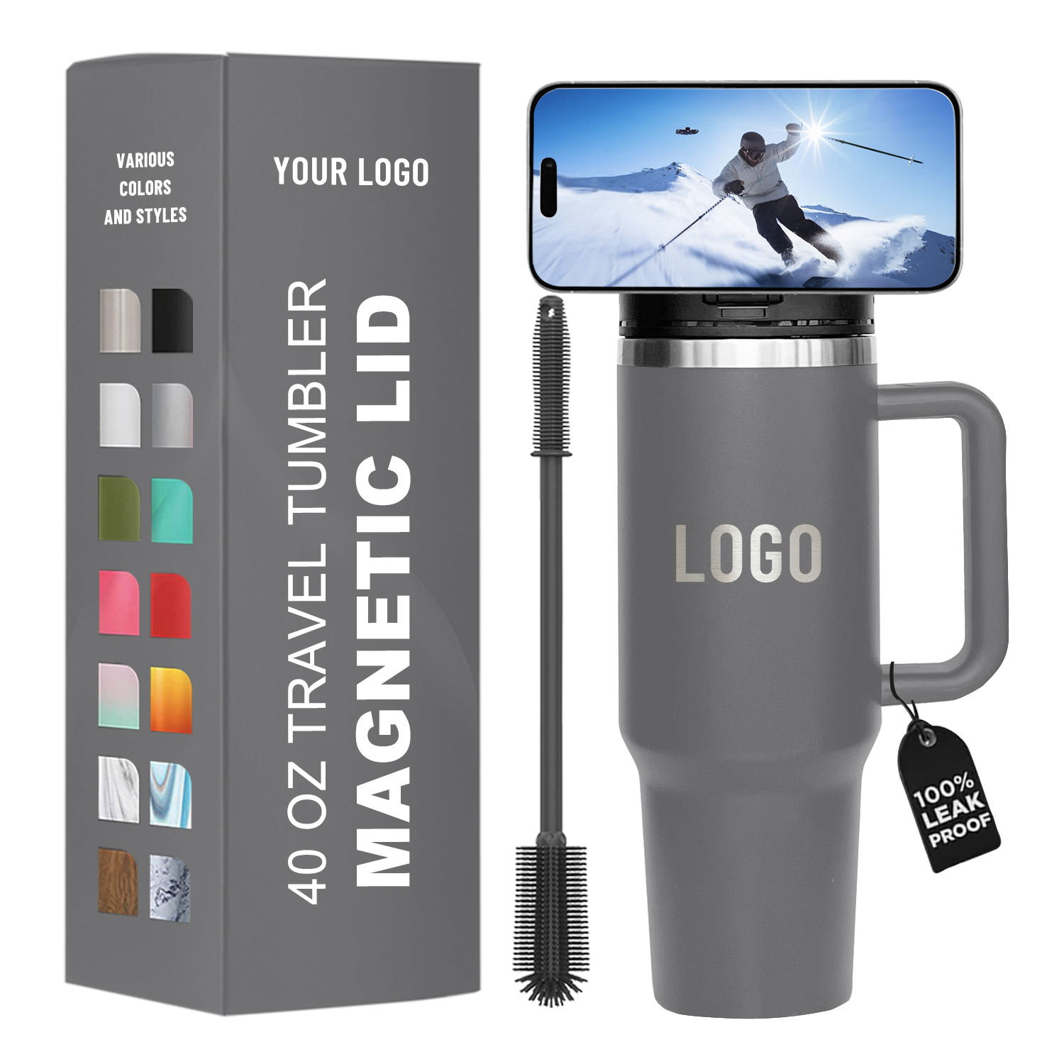 แก้วเก็บความเย็นขนาด 40 ออนซ์ พร้อมฝาแม่เหล็ก