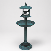 Bain d'oiseaux et mangeoire 2-en-1 écologiques, résistants à la rouille, design gazebo solaire, en résine résistante aux intempéries, pour la décoration extérieure de jardin et de cour