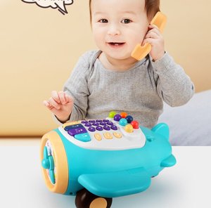 ของเล่นเครื่องบินการ์ตูน ของเล่นโทรศัพท์แบบคลาน ของเล่นโทรศัพท์แบบผลัก-ลาก มีเสียงเพลง ของเล่นเด็กเล็ก - Product Image 4