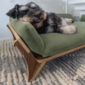 Cama elevada moderna para mascotas de mediados de siglo, muebles hechos a mano ortopédicos, cama de madera elevada sostenible para perros, marco de cama elevador para perros de madera - Product Image 5